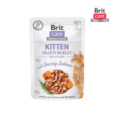 Brit Care Pouch Fillets in Jelly Savory Salmon Kitten 85g, 104100537, cat Wet Food, Brit Care, cat Food, catsmart, Food, Wet Food